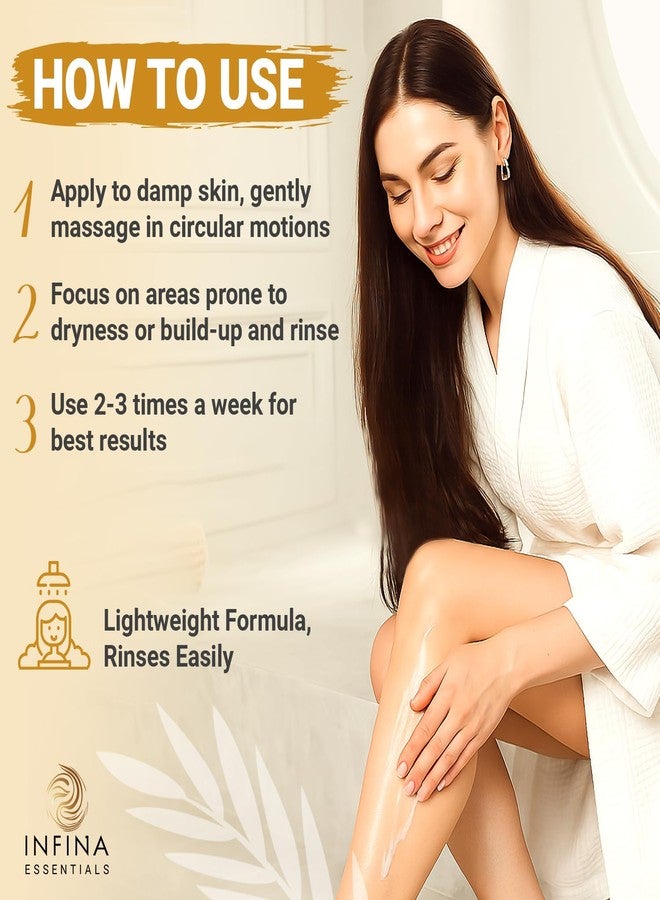 INFINA ESSENTIALS Exfoliating Body Scrub Polish 10 oz - Moisturizing & Hydrating Body Exfoliator with Kiwi & Rice Bran Extract – Gentle Cleansing Polish Scrub for Smooth & Nourished Skin by INFINA ESSENTIALS - Image 5