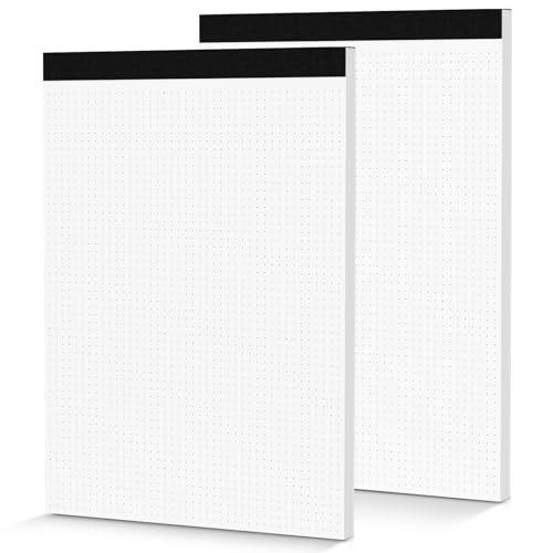 Zaviko Dot Grid Notepad 8.5 x 11, 2 Pack, 5x5 Dotted Graph Paper 8-1/2 x 11", Dotted Journal Notepad for Sketching Journaling, Micro Perforated, White Thick Paper 1/5" Dots Notes Writing Pad, 30 Sheets/Pad - Image 1