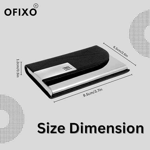 OFIXO Stainless Steel Business Card Case Leather Men Luxury Brand ID Credit Card Visiting Cards Holder Wallet(Silver) - Image 4