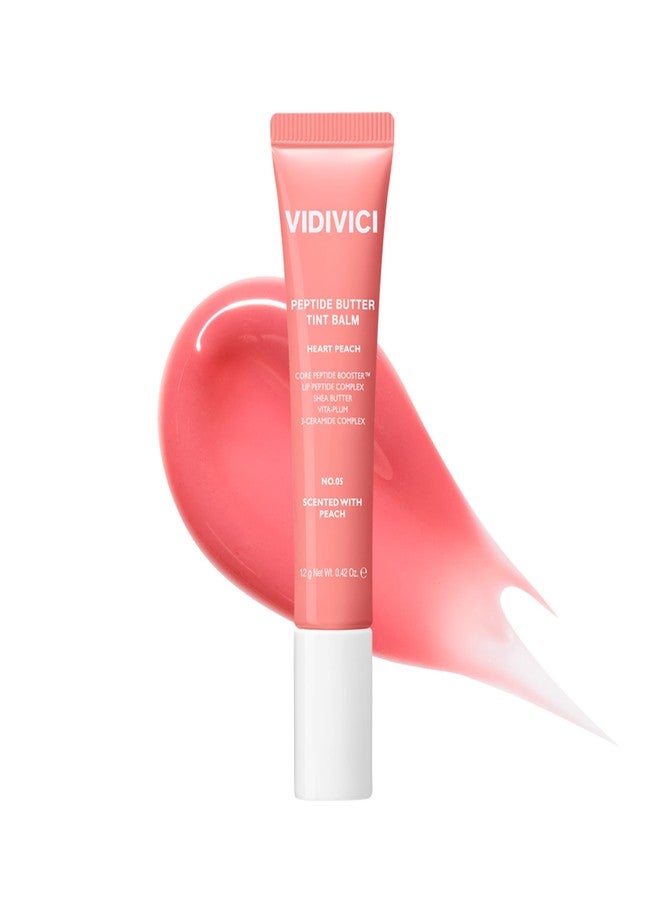 VIDIVICI Peptide Butter Tint Balm | 10 Color Variants, Korean Moisturizing Lip Tint with Melting Peptide Complex™ & Sheer Tinted Glow - 05 HEART PEACH (12g, 0.42Oz - Image 1