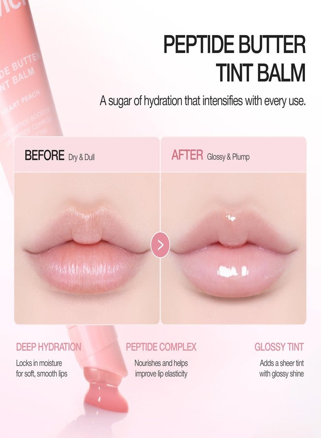 VIDIVICI Peptide Butter Tint Balm | 10 Color Variants, Korean Moisturizing Lip Tint with Melting Peptide Complex™ & Sheer Tinted Glow - 05 HEART PEACH (12g, 0.42Oz - Image 4