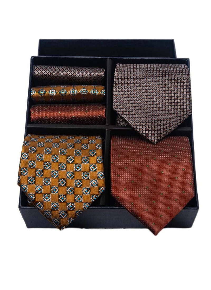 Generic - 6pcs men's gift box set 3 ties 3 chest scarves fashion business tie square scarf set - Image 1