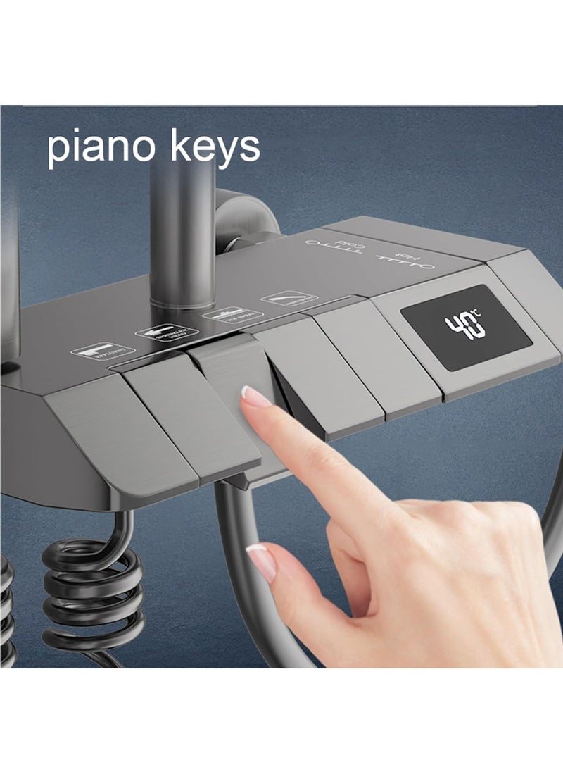 Wall-Mounted Shower System Smart Digital Display Rainfall with Piano Keys Button Diverter,Shower Combo Set Height Adjustable，B-82