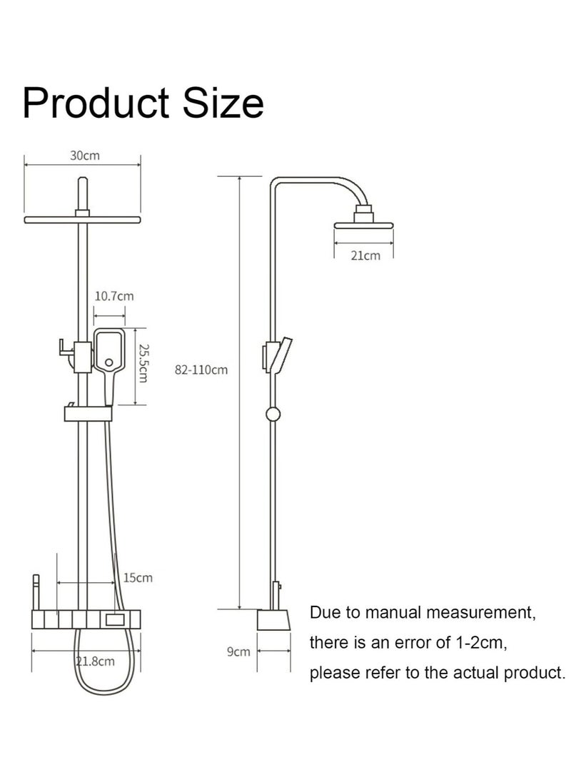 Wall-Mounted Shower System Smart Digital Display Rainfall with Piano Keys Button Diverter,Shower Combo Set Height Adjustable，B-82