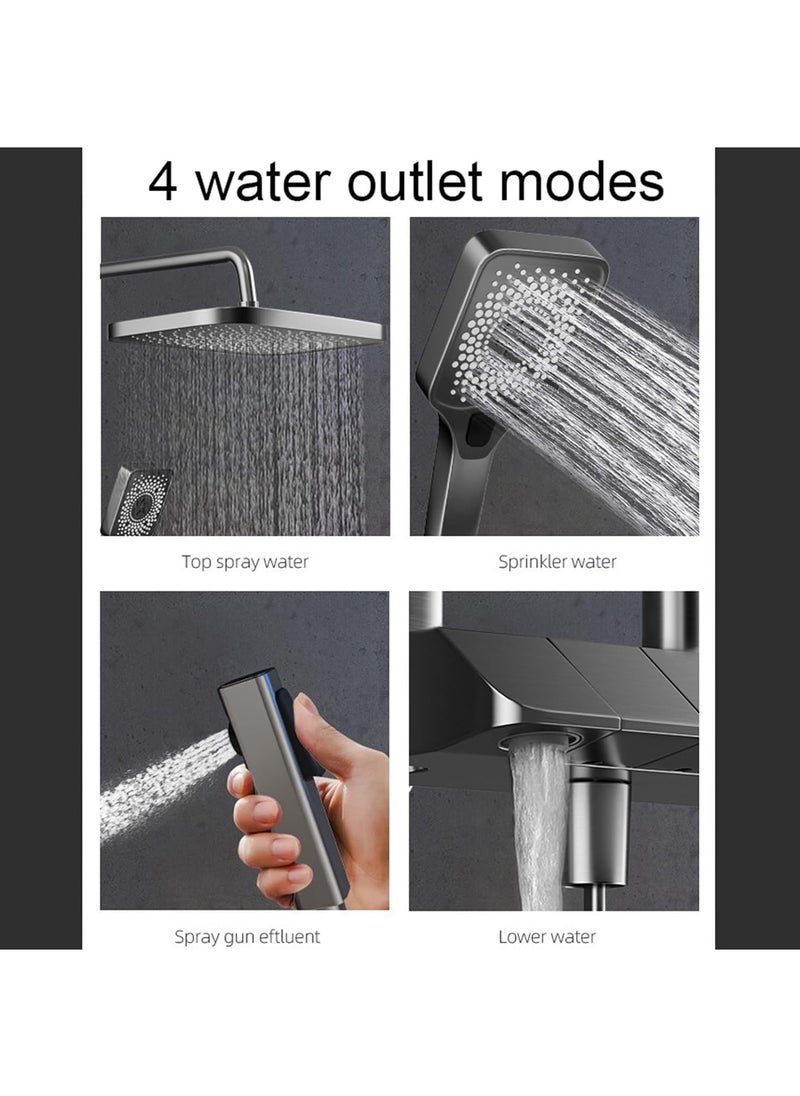 Wall-Mounted Shower System Smart Digital Display Rainfall with Piano Keys Button Diverter,Shower Combo Set Height Adjustable，B-82