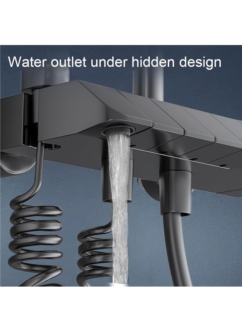 Wall-Mounted Shower System Smart Digital Display Rainfall with Piano Keys Button Diverter,Shower Combo Set Height Adjustable，B-82