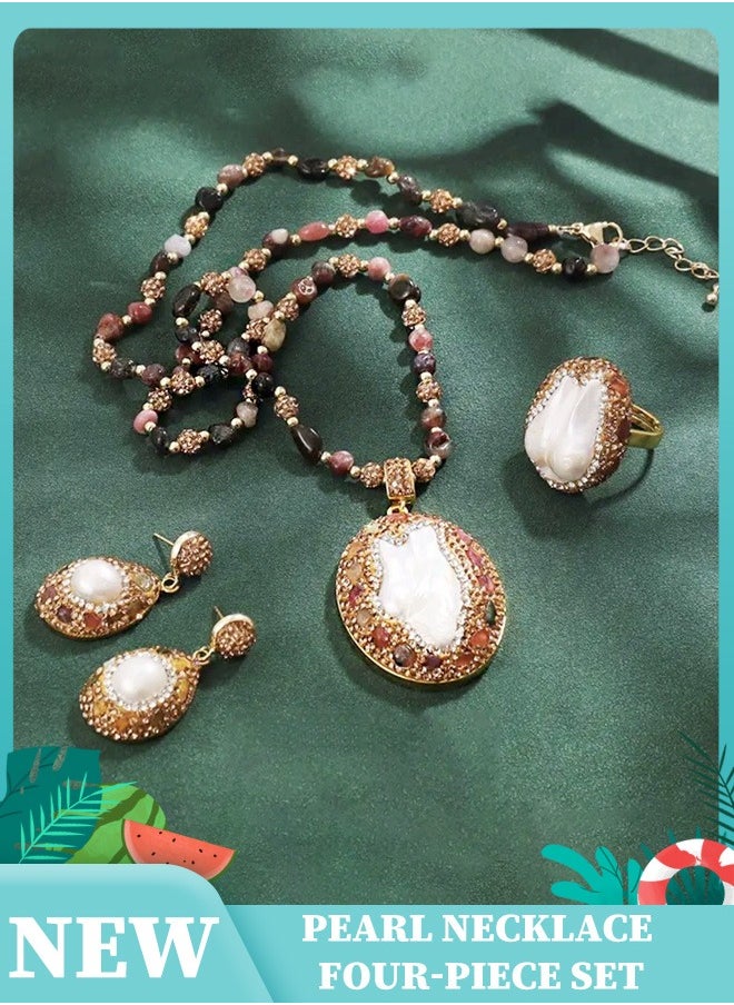Hilyagems Natural pearl and gemstone jewelry set - high-end luxury accessories  - Image 1