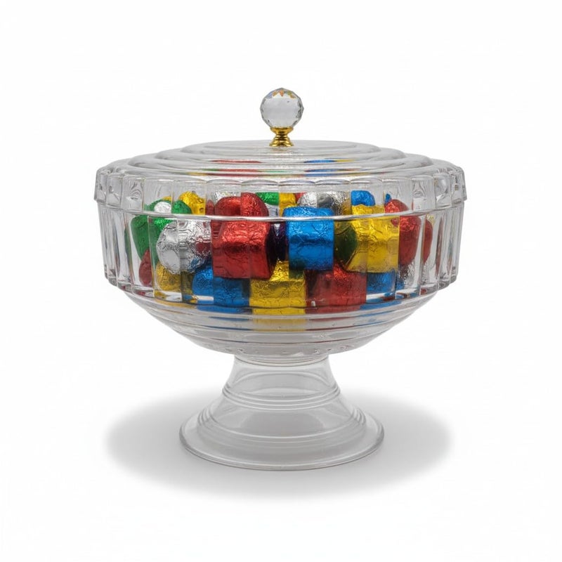 Acrylic Bonbonniere, Clear Footed Candy Dish with Lid and Gold Accent Knob, Decorative Storage Bowl (4) - Image 5