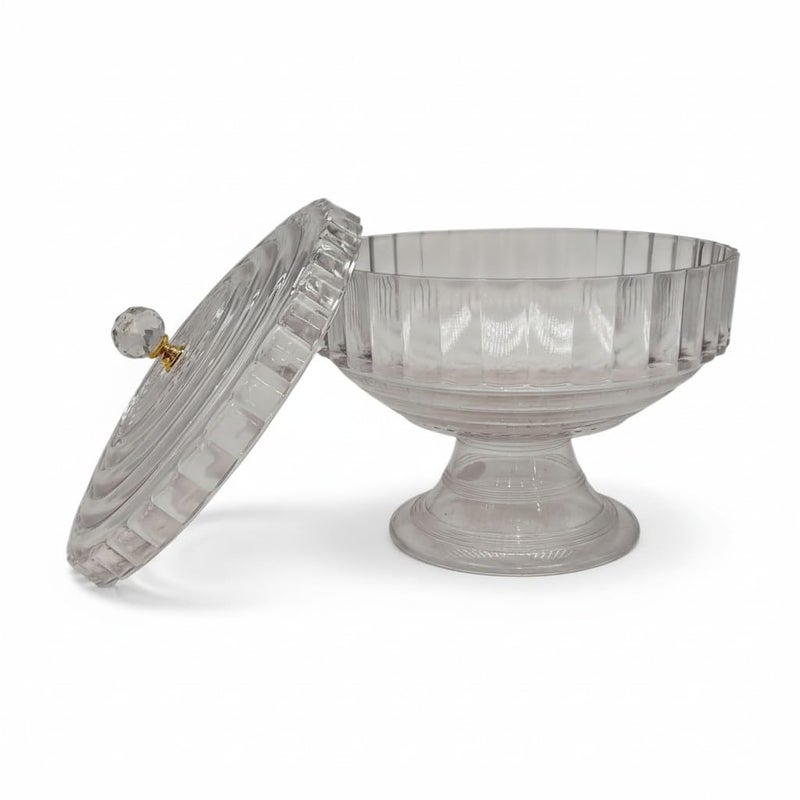 Acrylic Bonbonniere, Clear Footed Candy Dish with Lid and Gold Accent Knob, Decorative Storage Bowl (4) - Image 2