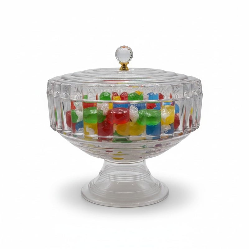 Acrylic Bonbonniere, Clear Footed Candy Dish with Lid and Gold Accent Knob, Decorative Storage Bowl (4) - Image 4