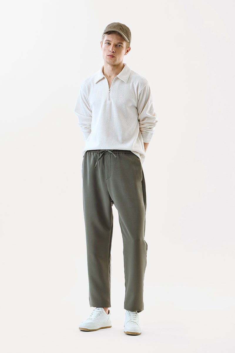 SNITCH Regular Fit Stretch Olive Trousers - Image 2