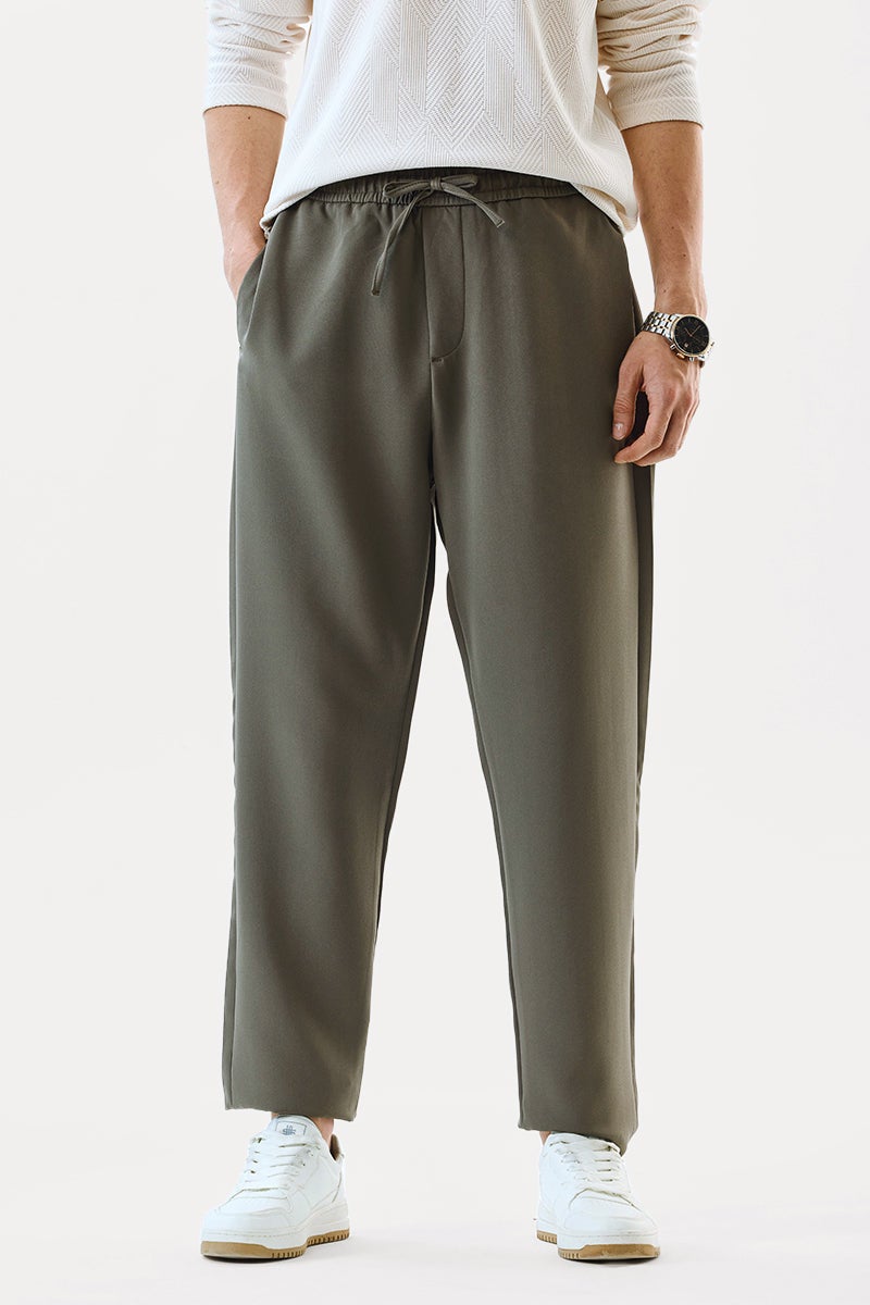SNITCH Regular Fit Stretch Olive Trousers - Image 1