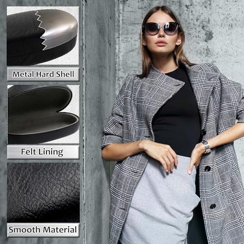 Styzere Hard Sunglasses Case for Medium, Large & Oversized frames with cleaning cloth & Pouch, Black (Black 2 Sets) - Image 3