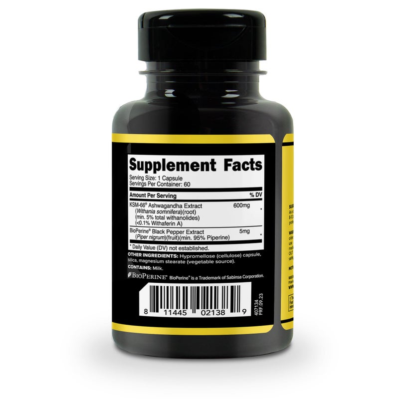 Primaforce KSM-66 Ashwagandha Root Extract (600mg) 60 Veggie Capsules - 5% Withanolides with BioPerine - Image 4