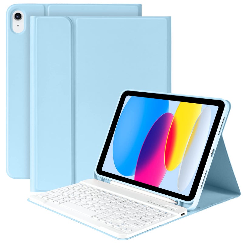 KBCASE iPad 10th Generation Case with Keyboard (10.9", 2022), iPad Keyboard Case for A2757/A2777/A2696, Detachable - Pencil Holder - Flip Stand Cover - Keyboard Case for Latest iPad 10th Gen - Image 1