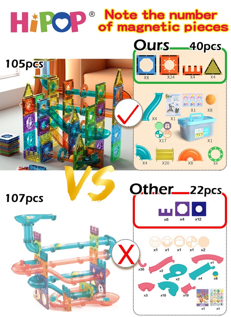 HIPOP - Magnetic Toys Building Block Set With Storage Box,Stacking Blocks 105 PCS,Early Educational Building Toys Set - Image 1