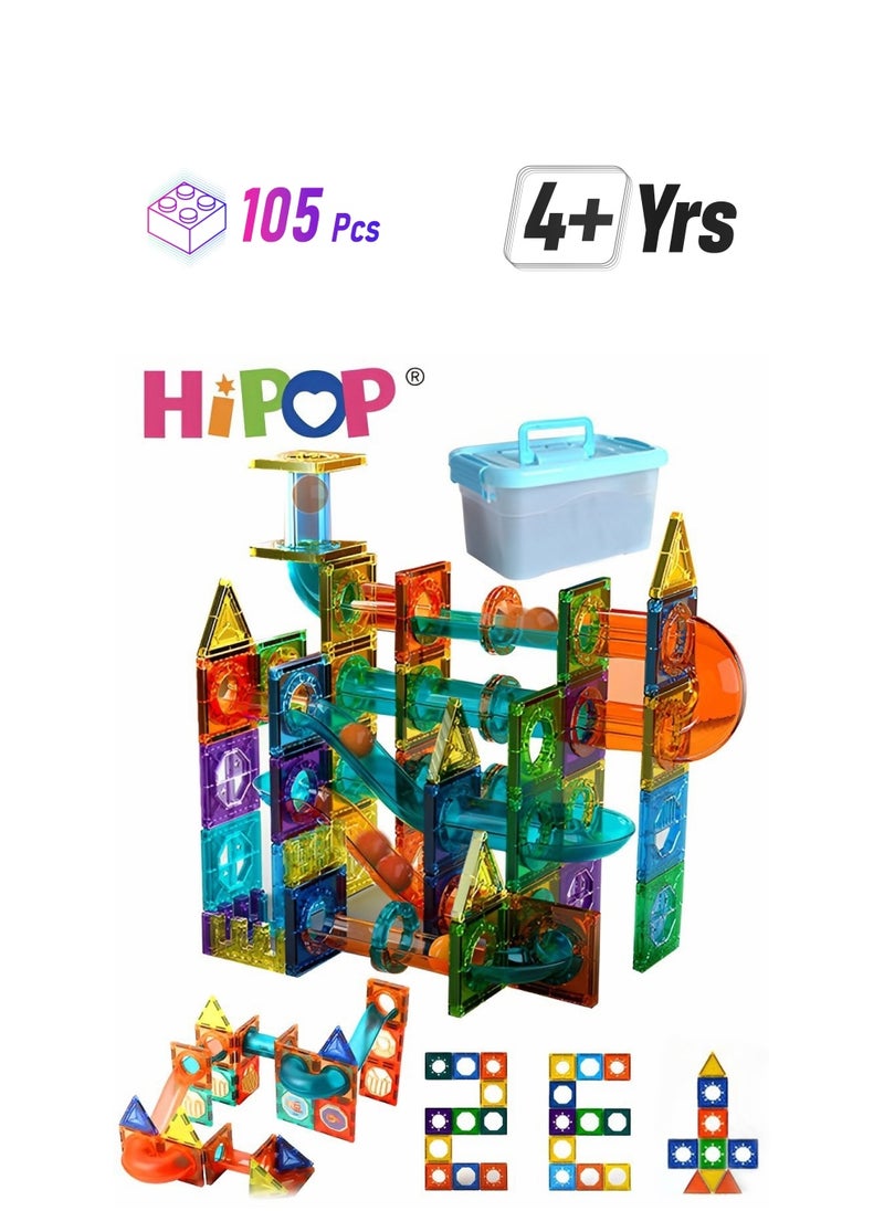 HIPOP Magnetic Toys Building Block Set With Storage Box,Stacking Blocks 105 PCS,Early Educational Building Toys Set  - Image 1