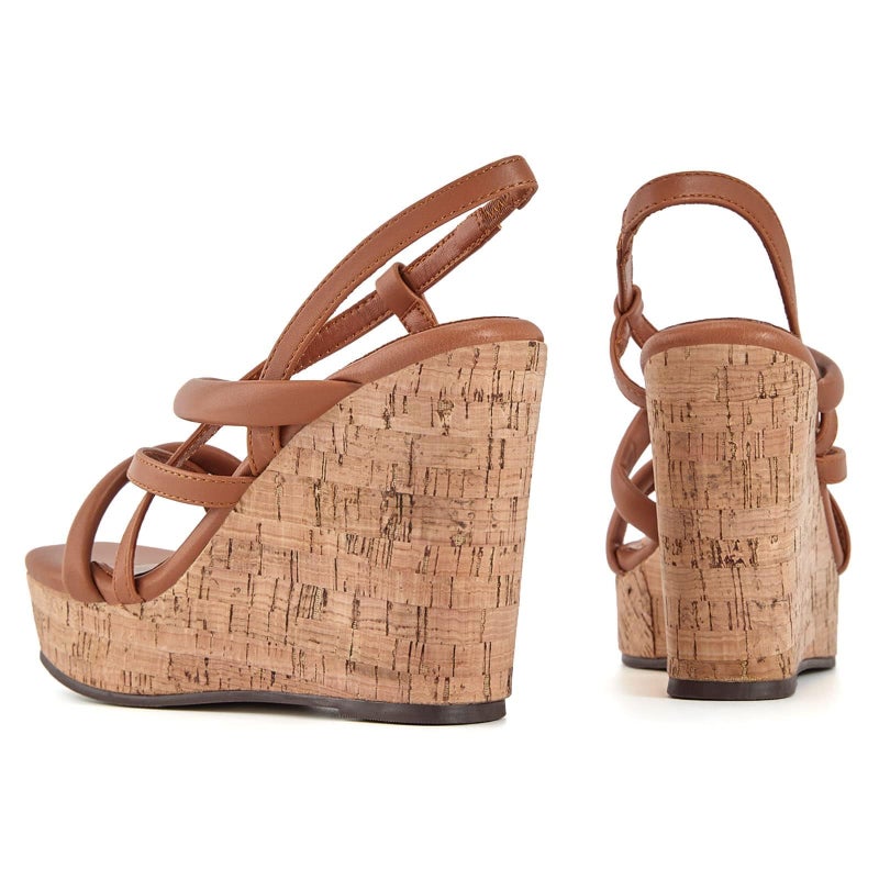 Coutgo Women Platform Wedge Sandals Cork Slingback Wedges Espadrilles Heels Summer Shoes - Image 4