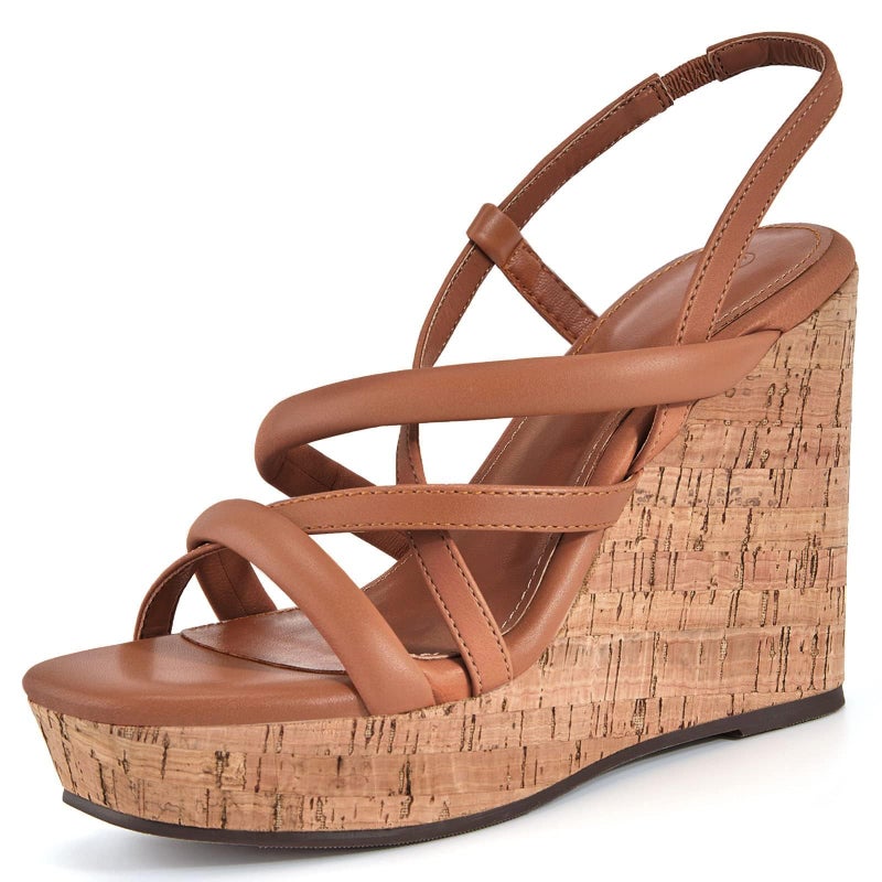 Coutgo Women Platform Wedge Sandals Cork Slingback Wedges Espadrilles Heels Summer Shoes - Image 1