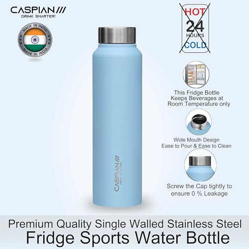 CASPIAN /// Astra Stainless Steel Water Bottle (Sky Blue, 1 Litre, Set of 1)| Leak Proof Thunder for Fridge Home Office Travel School Kids Boys Girls Adults Sports Gym Yoga - Image 3
