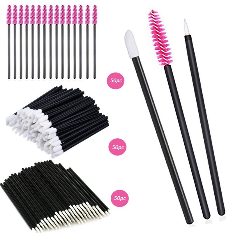Lemoncy 150 Pieces Disposable Eyebrow Eyelash Mascara Brush Lip Brush Lipstick Lip Gloss Wands Eyeliner Brush Makeup Brush Tester Tool Kit Cosmetic Applicator Mascara Wands Set (150 pc) 