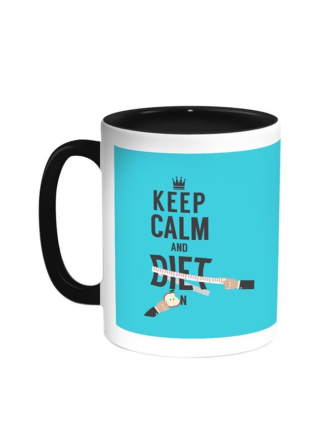 RKN Keep Calm And Diet Printed Coffee Mug Black/White 11ounce - Image 1