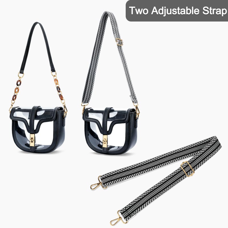 KKXIU Clear Crossbody Bag for Women Stadium Approved Vegan Leather Concert Shoulder Sports See-Through Purse (Black) - Image 3