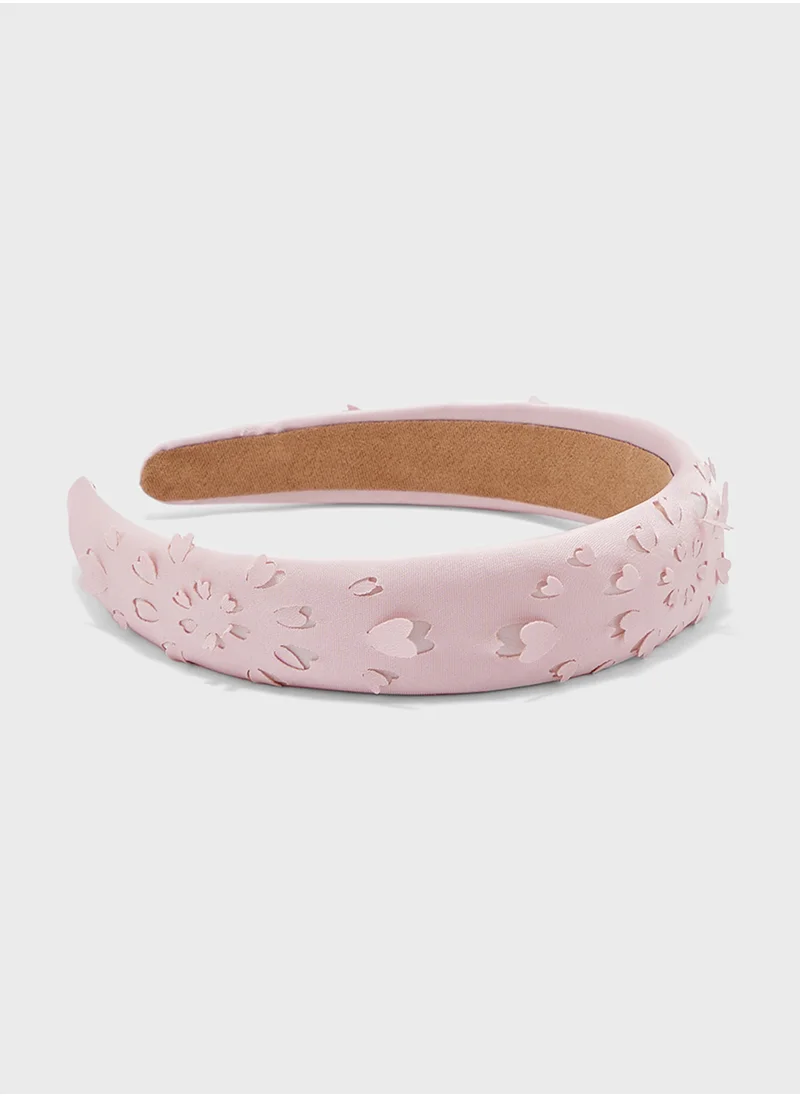 جينجر Floral Design Heart Padded Headband