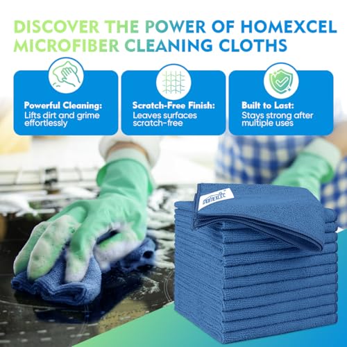 HOMEXCEL Lake Green Microfiber Cleaning Cloth 12 Pack 125 x 125 inch Microfiber Towels for Cars Ultra Absorbent Car Washing Cloth Lint Free Streak Free Cleaning Rags for Car Kitchen Window - Image 3