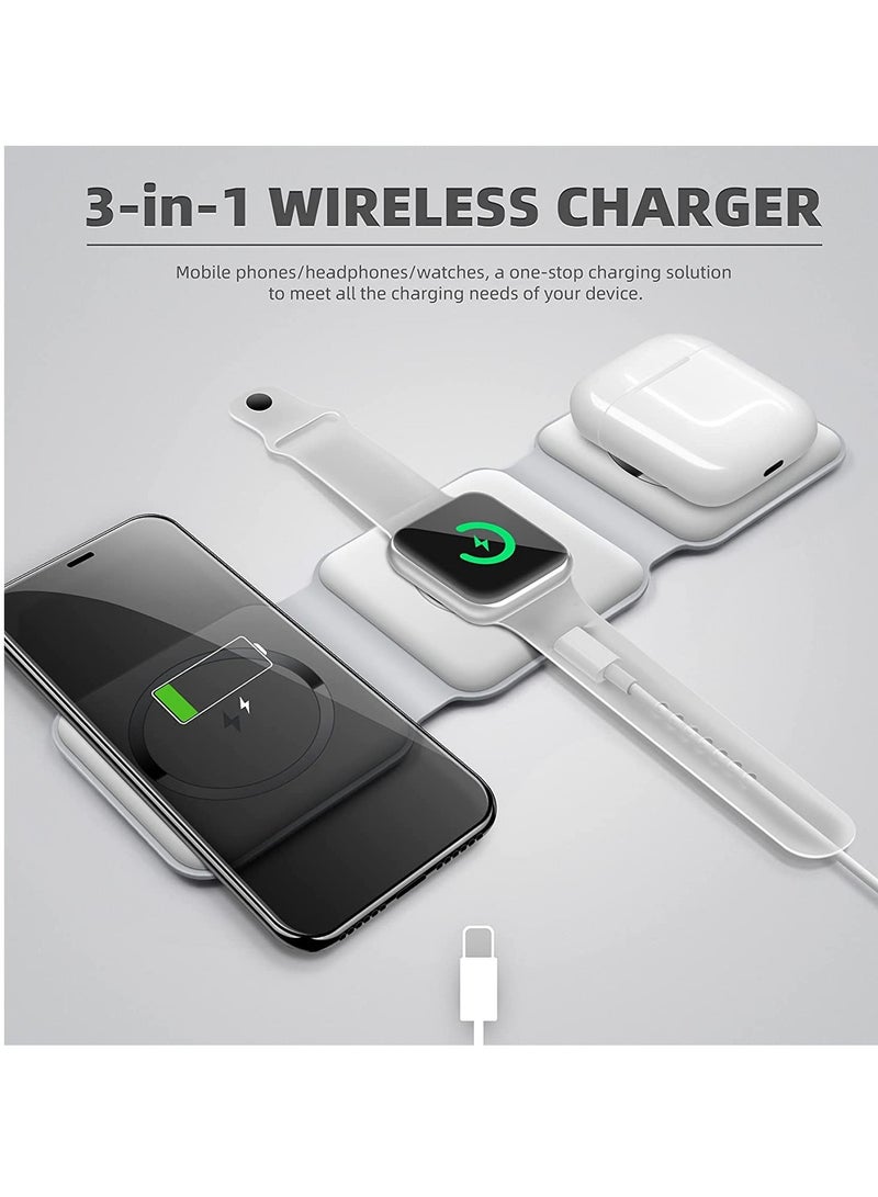 ELTRAZONE Wireless Charging, 3 in 1 Wireless Charger,Wireless Magnetic Fast Charging Foldable Dock station Charger for iPhone 14/13/12/11/8/Pro/Max,for iWatch,forAirPods 3/2/Pro and for Samsung  - Image 5