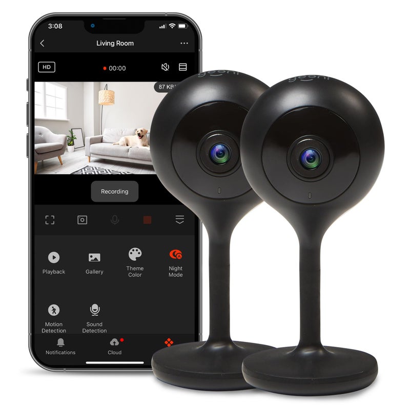 Geeni Look 1080p Indoor Security Camera â€“ 2-Pack Full HD WiFi Indoor Camera with 2-Way Audio, Motion Detection, & Night Vision â€“ Support for Alexa & Google Assistant - Image 1
