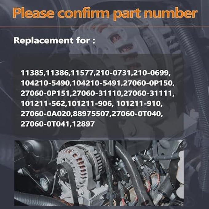 FFFauto Alternator Compatible with 2009-2013 Corolla 1.8L for 2009-2010 Matrix 1.8L for 2009-2010 Pontiac Vibe 1.8L,104210-5490,104210-5491,11386 - Image 3