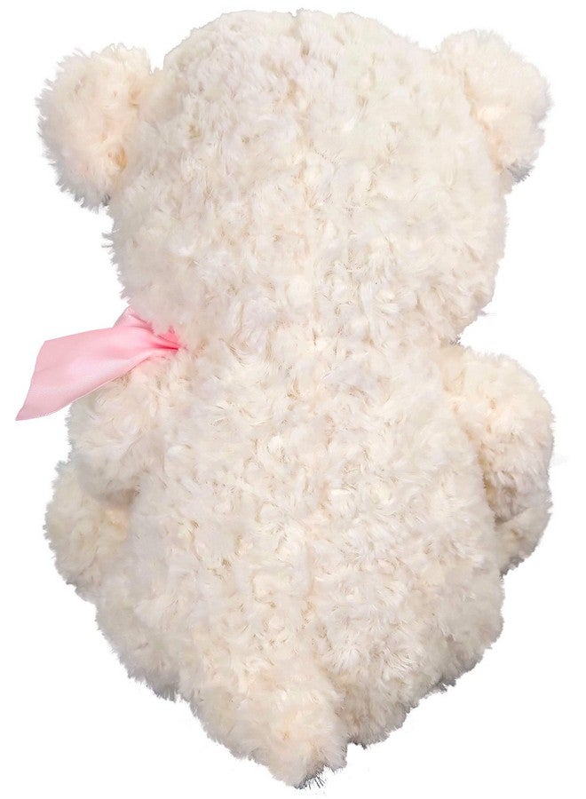 Anico Valentine's Day Cream Stuffed Bear with Pink Heart, 20" Tall - Image 3