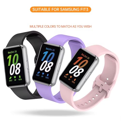 Valente Silicone Watch Bands for Galaxy Fit 3 (Black) - Image 4