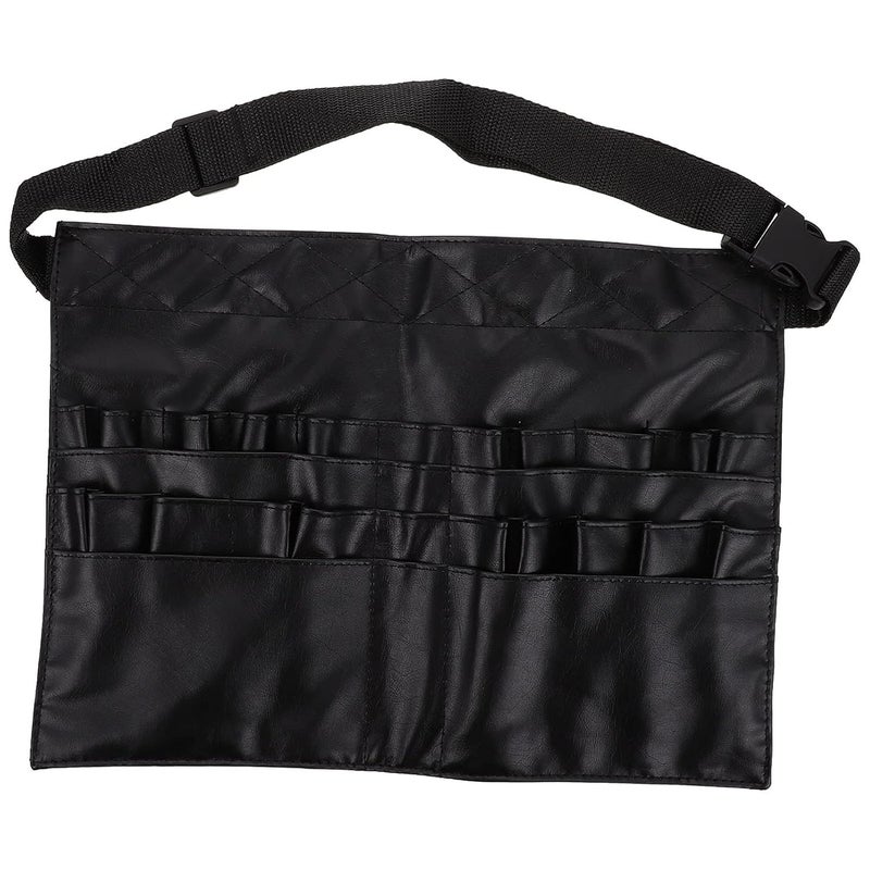 KIRA KIRA Folding Makeup Brush Pouch with Artist Belt Strap for Makeup Artist Makeup Brush Organizer with Premium Leather Pouch for Women Black - Image 1