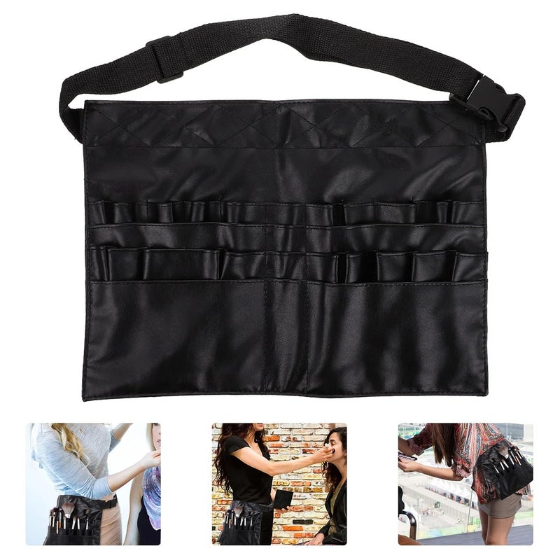 KIRA KIRA Folding Makeup Brush Pouch with Artist Belt Strap for Makeup Artist Makeup Brush Organizer with Premium Leather Pouch for Women Black - Image 4