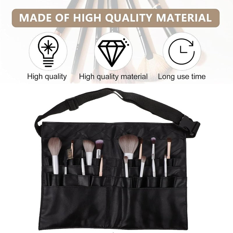 KIRA KIRA Folding Makeup Brush Pouch with Artist Belt Strap for Makeup Artist Makeup Brush Organizer with Premium Leather Pouch for Women Black - Image 5