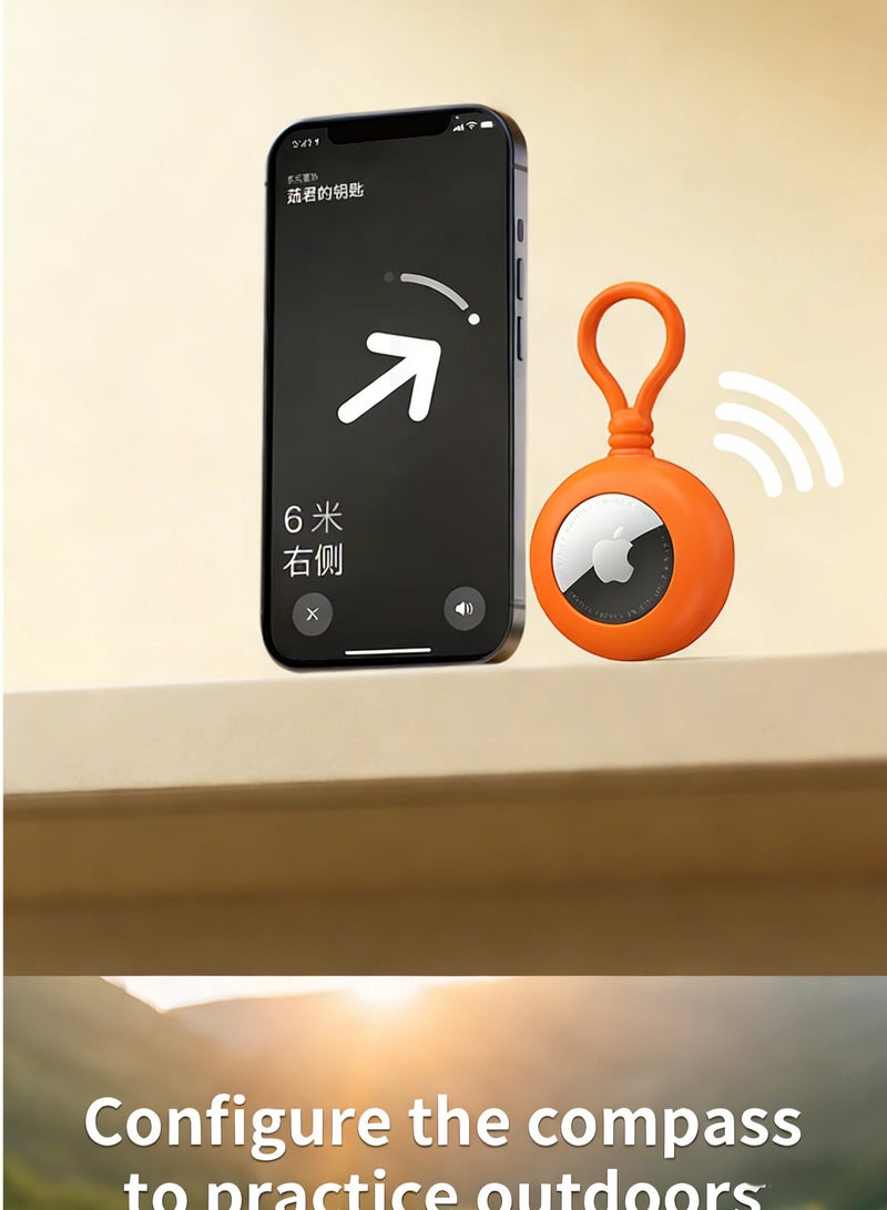 حامل Apple AirTag، غطاء حماية من السيليكون مع سلسلة مفاتيح بوصلة، جراب مضاد للضياع مزود بنظام تحديد المواقع العالمي (GPS)، مقاوم للماء والصدمات، مصنوع من السيليكون الناعم، ملحقات لتحديد موقع AirTag أثناء السفر، مفاتيح الأطفال، حقائب السفر، حلقات مفاتيح للأطفال، أطواق للحيوانات الأليفة (الكلاب والقطط)، حقائب الظهر، سلاسل مفاتيح. - Image 3