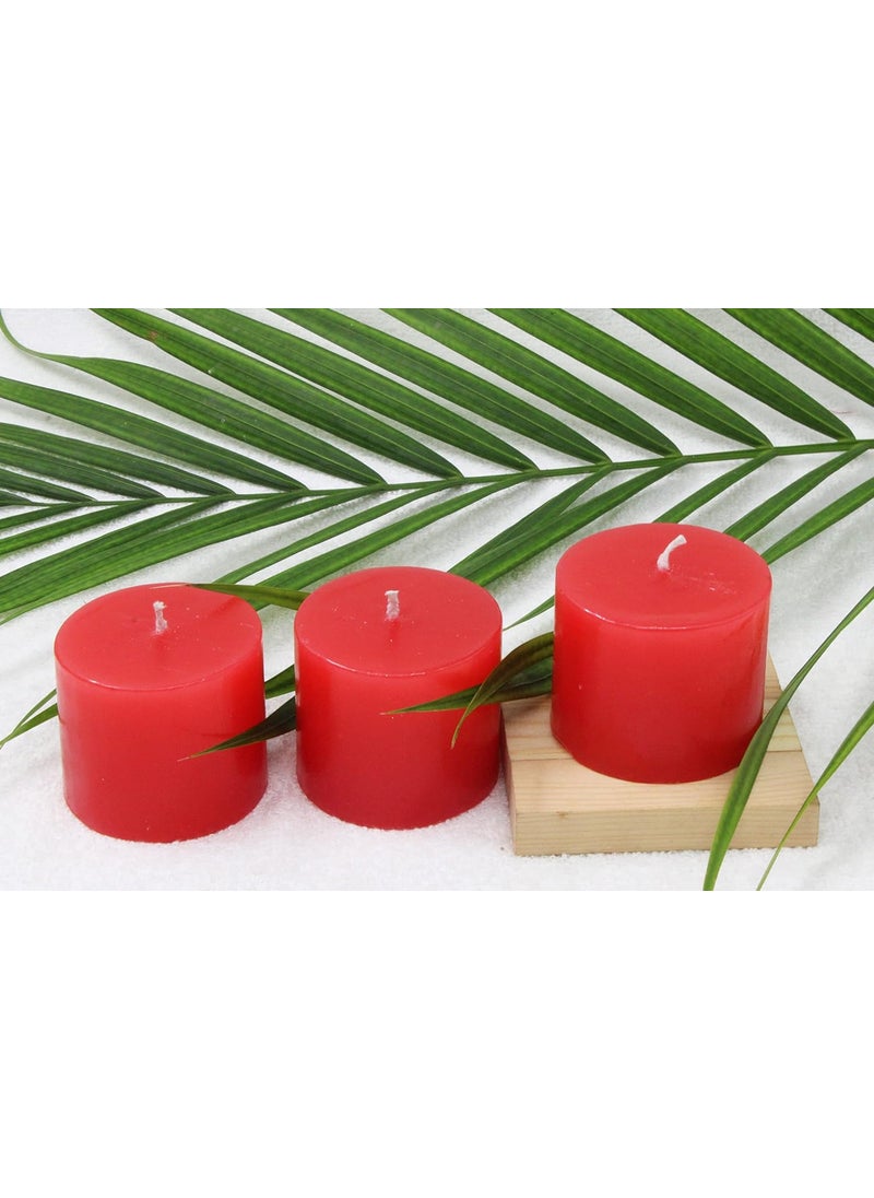 atorakushon atorakushon Pillar Candle Cinnamon Apple Scented Set of 4 Luxury Candles Smoke Free for Wedding Birthday Party Home Decor Spa Christmas Aromatherapy [Candy Red]  - Image 3