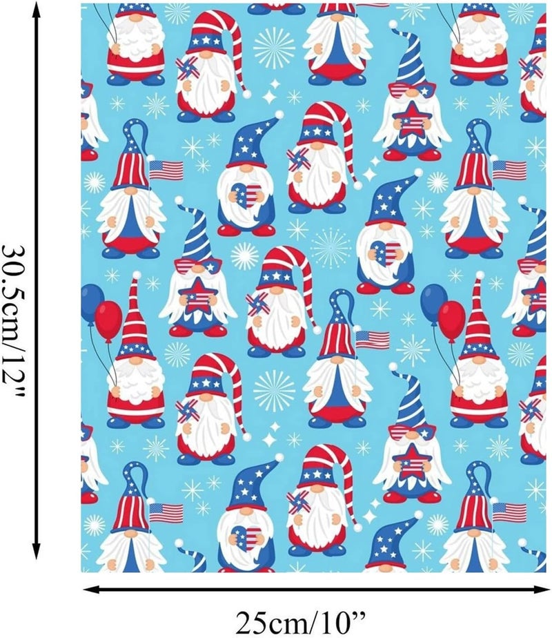Heat Transfer Vinyl, Patriotic Print Red White Blue Ink Heat Transfer Iron on Vinyl Bundle Sheets USA American Flag Pattern 4th of July Independence Day Washable for Ironing Clothes, 12x10 Inch - Image 2