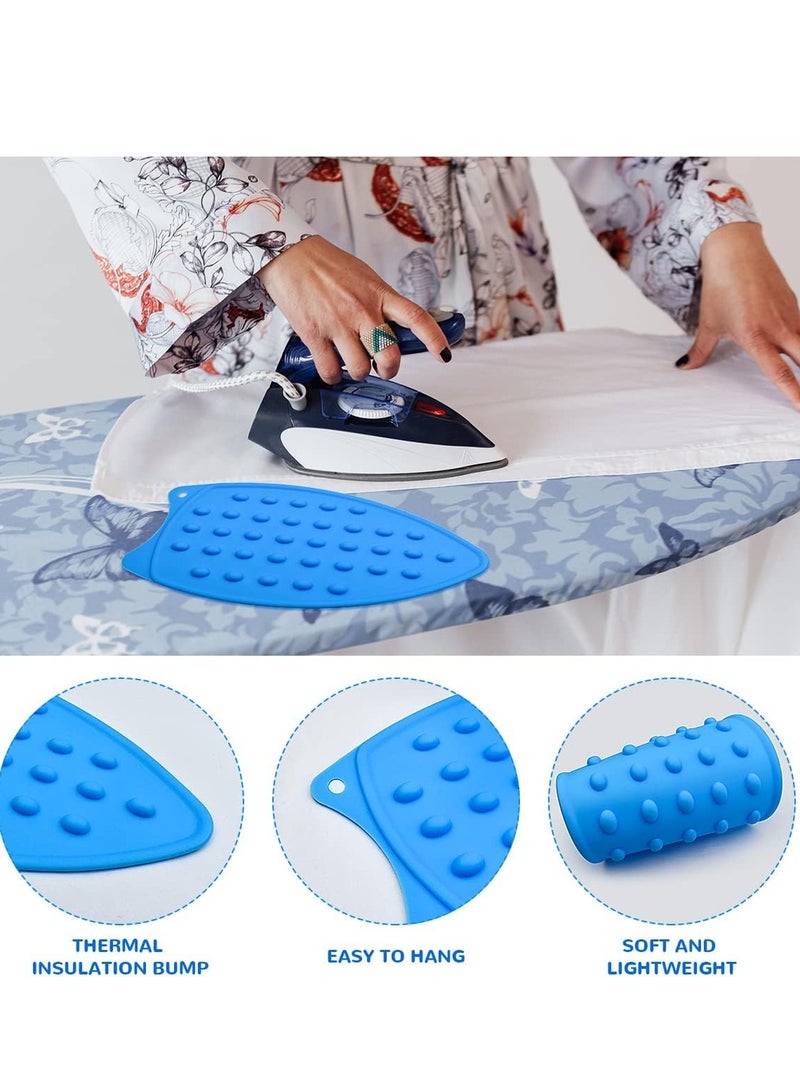 SYOSI Silicone Iron Rest Pads, Multipurpose Iron Hot Resistant Mat Protective Pads for Ironing Board, Silicone Heat Resistant Mat for Flat Irons, Curling Irons, Blue, 2 Pcs - Image 2