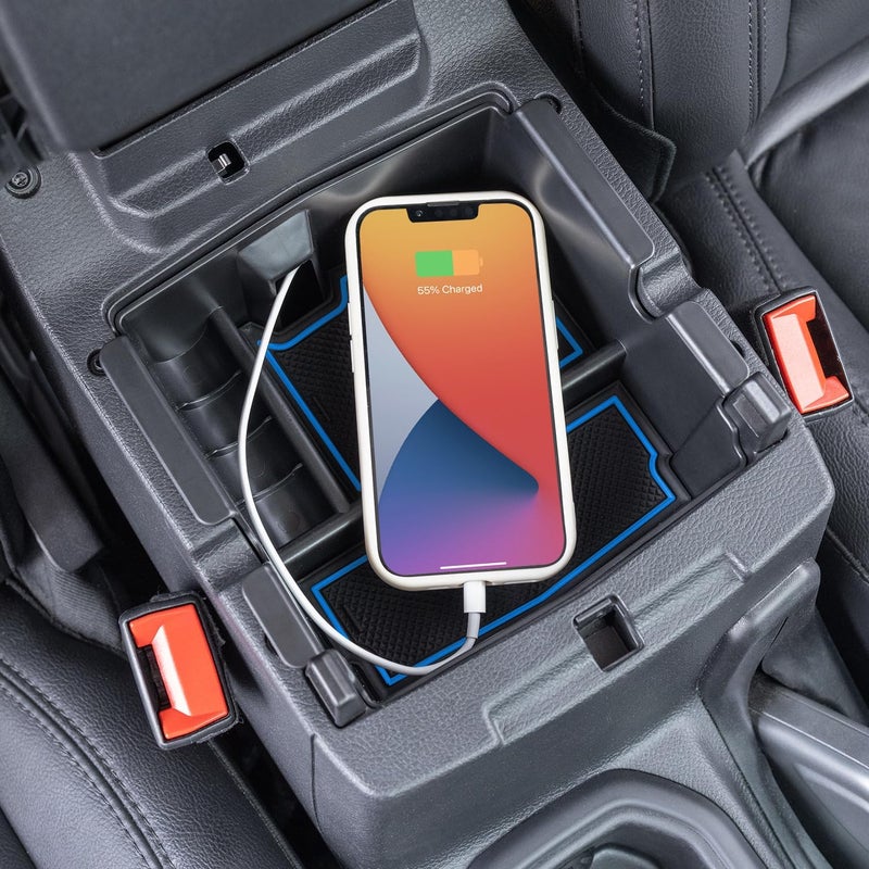 PIMCAR Center Console Organizer for Jeep Wrangler JL/JLU (2018-2026) & Gladiator JT (2020-2026) | Armrest Storage Tray | Interior Accessories (Not for JK/JKU) | Blue Liner Trim - Image 4