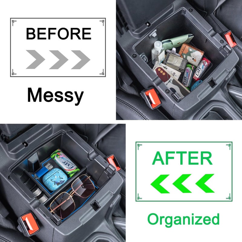 PIMCAR Center Console Organizer for Jeep Wrangler JL/JLU (2018-2026) & Gladiator JT (2020-2026) | Armrest Storage Tray | Interior Accessories (Not for JK/JKU) | Blue Liner Trim - Image 3