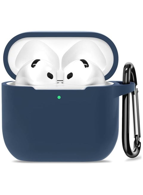 متوافق مع حافظة AirPods 4 (2024)، غطاء حماية كامل من السيليكون الناعم لحافظة Apple AirPods 4 مع سلسلة مفاتيح، متوافق مع ملحقات حافظة AirPods الجيل الرابع للنساء والرجال (أزرق)