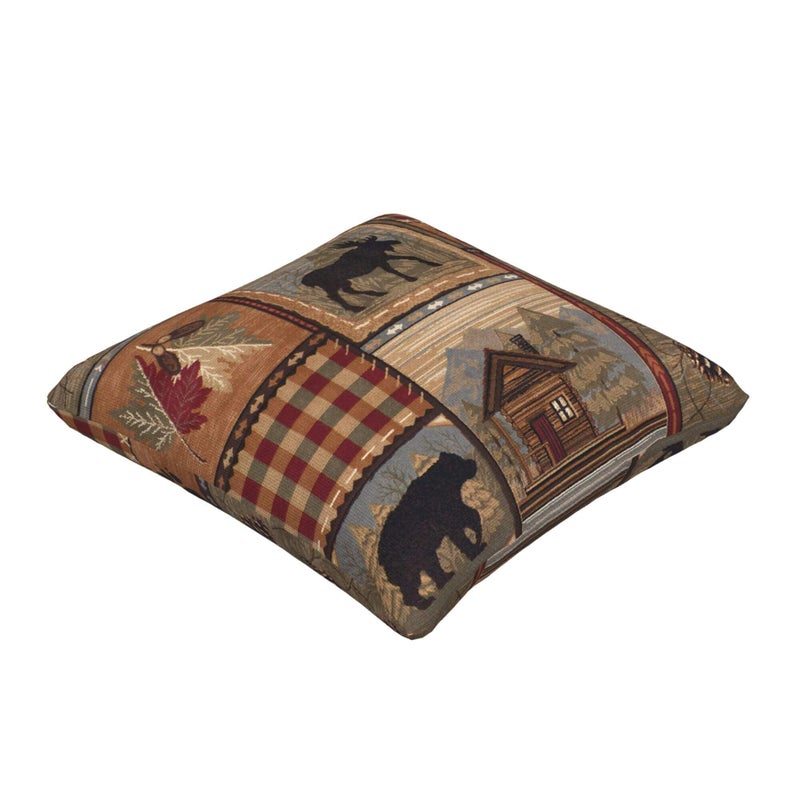 DATANSEN Set of 2 Square 20x20 inch Retro Brown Throw Pillow Covers Rustic Lodge Bear Moose Decorative Throw Pillowcase for Home Sofa Thick Cotton Linen Cushion Cases (50x50 cm) Paw Prints Cabin - Image 2