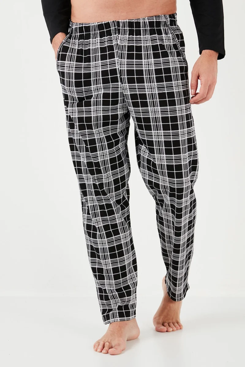 بوراتي Cotton Regular Fit Long Sleeve Men's Pajama Set with Elastic Waist 6572007