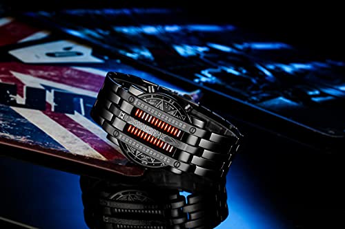 MASTOP Mens Creative Binary Digital Watches Unique Matrix LED Watch Futuristic Cool Stainless Steel Wrist Watch (U Black Blue) - Image 4