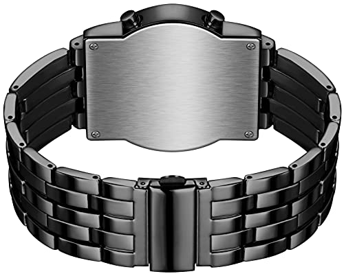 MASTOP Mens Creative Binary Digital Watches Unique Matrix LED Watch Futuristic Cool Stainless Steel Wrist Watch (U Black Blue) - Image 3