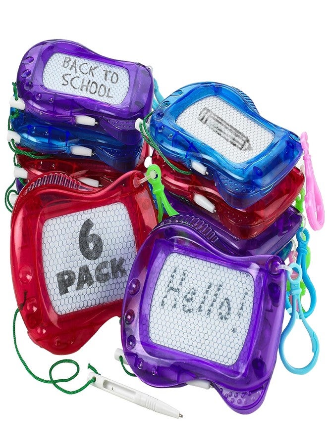Bedwina Mini Magnetic Drawing Board for Kids - (Pack of 6) Backpack Keychain Clip Drawing Boards, Erasable Doodle Sketch and Writing Pad for Boys and Girls, Birthday Party Favor and Goodie Bag Filler - Image 1