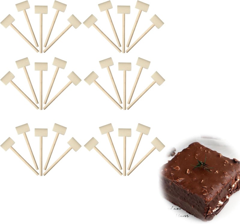 Mini Wooden Hammer Crab Hammer Crack Chocolate Heart/Seafood Multi-use Small Hammer Beige 30PCS